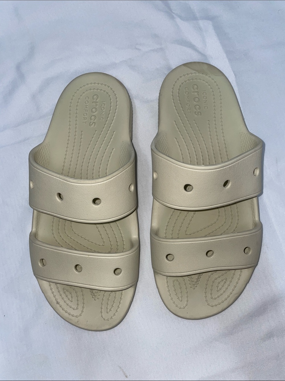 CROCS BONE COLOR SLIDE SANDALS FTL-07-153
